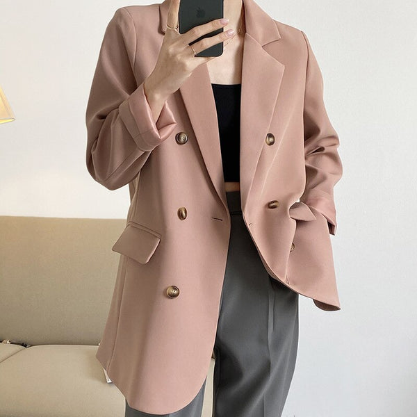 Spring 2022 blazer women's double-breasted oversized blazer women loose long-sleeved Mujer Vestido blazer women set long blazer