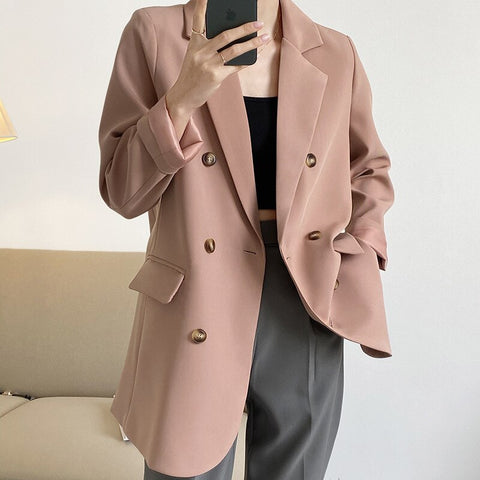 Spring 2022 blazer women's double-breasted oversized blazer women loose long-sleeved Mujer Vestido blazer women set long blazer