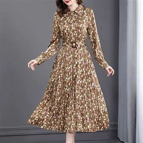 Spring 2023 Vintage Party High Chiffon Floral Print Women's Dresses Sashes Cross Long Sleeve Chic Mi-long Dress Female