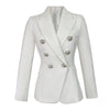 Spring 2023 Women Office Casual Professional White Buttons Double Breasted Long Sleeve Regular Suit Jacket Blazer Femme