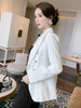 Spring 2023 Women Office Casual Professional White Buttons Double Breasted Long Sleeve Regular Suit Jacket Blazer Femme