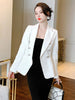 Spring 2023 Women Office Casual Professional White Buttons Double Breasted Long Sleeve Regular Suit Jacket Blazer Femme