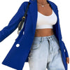 Spring 2023 Womens Royal Blue Blazer for Women Office Lady Single Breasted Long Sleeve Pocketed Blazer Jacket Coat