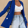 Spring 2023 Womens Royal Blue Blazer for Women Office Lady Single Breasted Long Sleeve Pocketed Blazer Jacket Coat