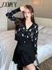 Spring And Autumn Products Jacquard Short Knitted Cardigan Coat Women's Shawl Thin Section All-Match Slim Sweater