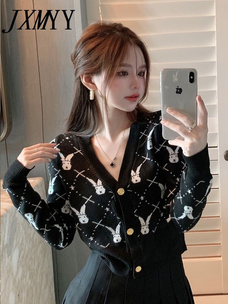 Spring And Autumn Products Jacquard Short Knitted Cardigan Coat Women's Shawl Thin Section All-Match Slim Sweater