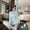 Spring And Autumn Ice Silk Pajamas, Female Sweet Princess Style, Student Korean Version, Large Kimono, Long Sleeved Pants, Suit,