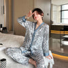 Spring And Autumn Ice Silk Pajamas, Female Sweet Princess Style, Student Korean Version, Large Kimono, Long Sleeved Pants, Suit,