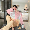 Spring And Autumn Ice Silk Pajamas, Female Sweet Princess Style, Student Korean Version, Large Kimono, Long Sleeved Pants, Suit,