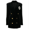 Spring And Autumn British Style Rhinestone Loose Double-breasted All-match Velvet Suit Jacket Women Blazers