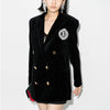 Spring And Autumn British Style Rhinestone Loose Double-breasted All-match Velvet Suit Jacket Women Blazers