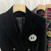 Spring And Autumn British Style Rhinestone Loose Double-breasted All-match Velvet Suit Jacket Women Blazers