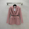 Spring And Autumn Women's Skirt Set Belt Brooch Suit Coat With Elastic Waist Mesh Perspective Pleated Skirt
