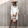 Spring And Summer Dress  Style Women Round Neck Lace Trumpet Sleeve Ruffle Dress Плюс Размеры Платья Female Blusas Vestidos