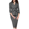 Spring And Summer Office Ladies Work Suit Jacket Skirt Suit  Lapel  Long-Sleeved Slim Jacket Bag Hip Skirt Two-Piece Set