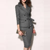 Spring And Summer Office Ladies Work Suit Jacket Skirt Suit  Lapel  Long-Sleeved Slim Jacket Bag Hip Skirt Two-Piece Set