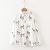 Spring Animal Printed Blouses Women Temperament Loose Leisure Shirts Female Long Sleeve Button Tops