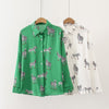 Spring Animal Printed Blouses Women Temperament Loose Leisure Shirts Female Long Sleeve Button Tops