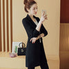 Spring Autumn Black Slim Notched Collar Blazers Women Korean Simple Pocket Button Elegant Office Lady Mid-Length Suit Jacket New