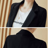 Spring Autumn Black Slim Notched Collar Blazers Women Korean Simple Pocket Button Elegant Office Lady Mid-Length Suit Jacket New