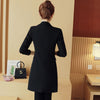 Spring Autumn Black Slim Notched Collar Blazers Women Korean Simple Pocket Button Elegant Office Lady Mid-Length Suit Jacket New