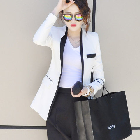 Spring Autumn Blazer Feminino Women Basic Coats Blaser Femenino 2022 Elegant Long Small Suit Jacket Blazers Plus Size 3XL C3647