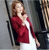 Spring Autumn Blazer suit women Korean slim fashion long sleeve suit blazer work Suit jacket solid pink/blue/wine red small suit