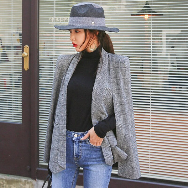 Spring Autumn Cloak Cape Blazer Women Poncho Coat Notch Lapel Split Long Sleeve Casual Clothes Suit Jacket Female Outwear Tops