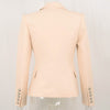 Spring Autumn Design European American Solid Beige Jackets Double Breasted Buttons Skinny Fit Blazers