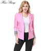 Spring Autumn Elegant Puff Long Sleeve Striped Print Women Blazers And Jackets Candy Color Lady Office Blazer Suit Female Coat