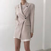 Spring Autumn Elegant Single Button Irregular Blazer Jacket For Women High Street Chic Korean Style Lady Long Sleeve Suit Jacket