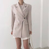 Spring Autumn Elegant Single Button Irregular Blazer Jacket For Women High Street Chic Korean Style Lady Long Sleeve Suit Jacket