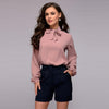 Spring Autumn Elegant Women Shirt Bow Tie Ladies Solid Long Sleeve Chiffon Shirts Blouses Casual Tops Blusas