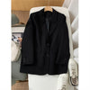 Spring Autumn Long Sleeve Blazer Women Temperament Solid Lapel Blue Single-Breasted Jacket Office Lady Coat