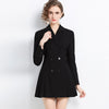 Spring Autumn Office Ladies Suit Women Blazer Pleated Mini Dress Double Breasted Long Sleeve Slim Dress Jackets Stylish