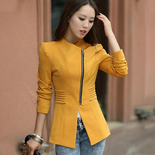 Spring Autumn Women Blazer Long sleeve Jacket Suit Casual Coat Short Slim Fit Outerwear Blaser Work Wear