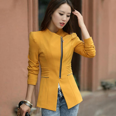Spring Autumn Women Blazer Long sleeve Jacket Suit Casual Coat Short Slim Fit Outerwear Blaser Work Wear
