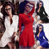 Spring Autumn Women Bust Zippers Dress Solid Pleated V-neck Sexy Ladies Dresses Evening Party Bodycon Mini Dress