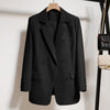 Spring Autumn Korean Style Loose Blazer Women Clothing Casual Double Breasted Office S-XL Black Beige Woman Jacket