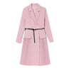 Spring Autumn Long Blazer Pleated Mid Dress Simple And Jacket Female Double Breasted With Belt Woman Clothes Outerwear Classic