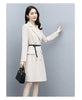 Spring Autumn Long Blazer Pleated Mid Dress Simple And Jacket Female Double Breasted With Belt Woman Clothes Outerwear Classic