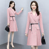 Spring Autumn Long Blazer Pleated Mid Dress Simple And Jacket Female Double Breasted With Belt Woman Clothes Outerwear Classic
