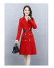 Spring Autumn Long Blazer Pleated Mid Dress Simple And Jacket Female Double Breasted With Belt Woman Clothes Outerwear Classic