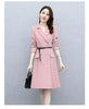 Spring Autumn Long Blazer Pleated Mid Dress Simple And Jacket Female Double Breasted With Belt Woman Clothes Outerwear Classic