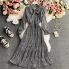 Spring Autumn Women Clothes Elegant  Floral Wrap Bow Female Summer Printed Pleated Dress