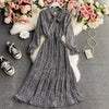 Spring Autumn Women Clothes Elegant  Floral Wrap Bow Female Summer Printed Pleated Dress