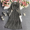 Spring Autumn Women Clothes Elegant  Floral Wrap Bow Female Summer Printed Pleated Dress