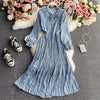Spring Autumn Women Clothes Elegant  Floral Wrap Bow Female Summer Printed Pleated Dress