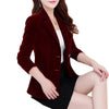 Spring Autumn Gold Velvet Suit Coat Women Slim Velvet Long-sleeved Suit Jacket Female Casual Blazer Outwear a340