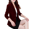 Spring Autumn Gold Velvet Suit Coat Women Slim Velvet Long-sleeved Suit Jacket Female Casual Blazer Outwear a340